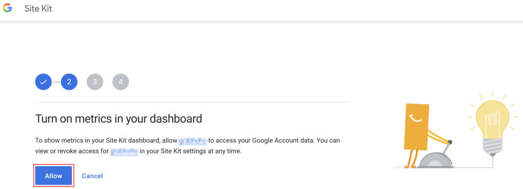 Site Kit by Google 플러그인 Turn on metrics in your dashboard